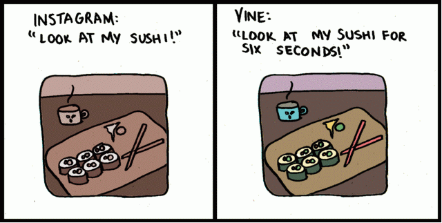 a96.gif animated webcomic about how VINE is just like instagram but you gotta stare for at least 6 seconds