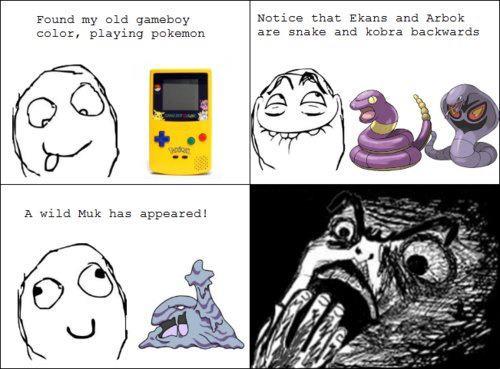 Now cannot be unseen rage comic about playing old Pokemon games and realizing Muk is cum spelled backwards