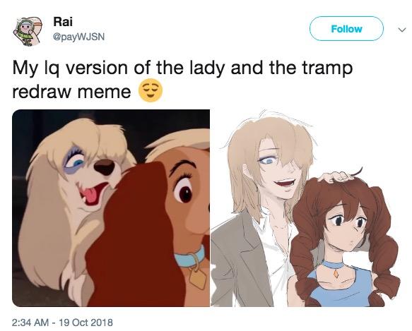 Rai Rai @payWJSN Follow My lg version of the lady and the tramp redraw meme 2:34 AM-19 Oct 2018