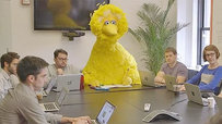 Big Bird In A Meeting Becomes The Poster Meme For Standing Out