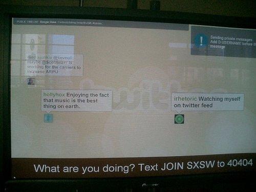 2480253160100818464S500x500Q85.jpg first mass use of twitter at SXSW when it was placed on the main screens