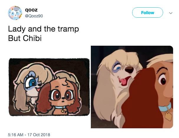 Chibi gooz @Qooz90 Follow Lady and the tramp But Chibi 5:16 AM -17 Oct 2018