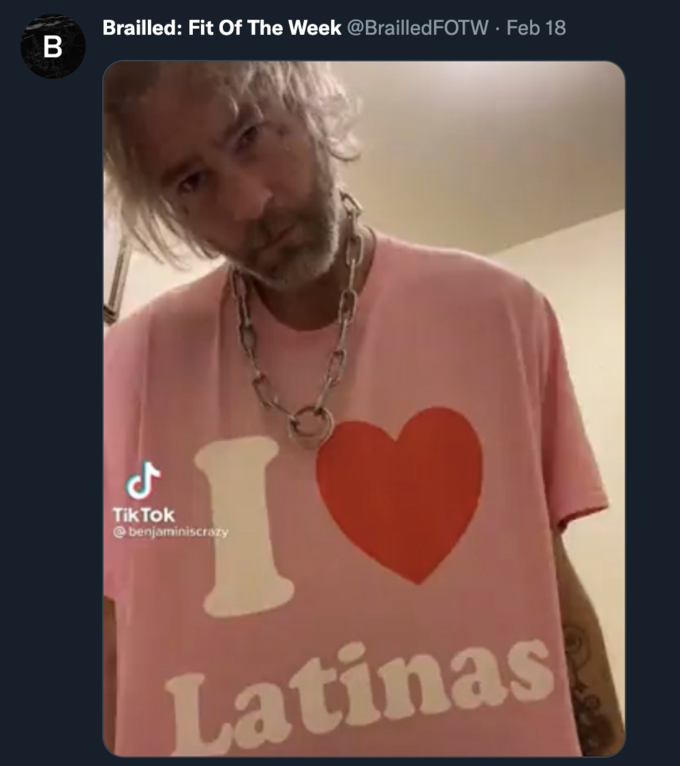 benjaminiscrazy Tiktok i heart latinas Brailled: Fit Of The Week @BrailledFOTW · Feb 18 B TikTok @ benjaminiscrazy Latinas
