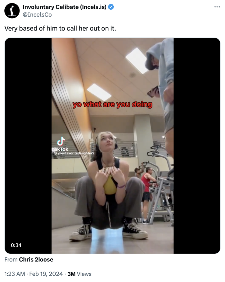 Yourfavoritedaughter2 TikTok video meme i Involuntary Celibate (Incels.is) @IncelsCo Very based of him to call her out on it. 0:34 d Tik Tok From Chris 2loose yo what are you doing @yourfavoritedaughter2 1:23 AM. Feb 19, 2024 3M Views :
